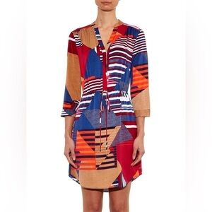 Diane Von Furstenberg Freya geometric print silk shirt dress